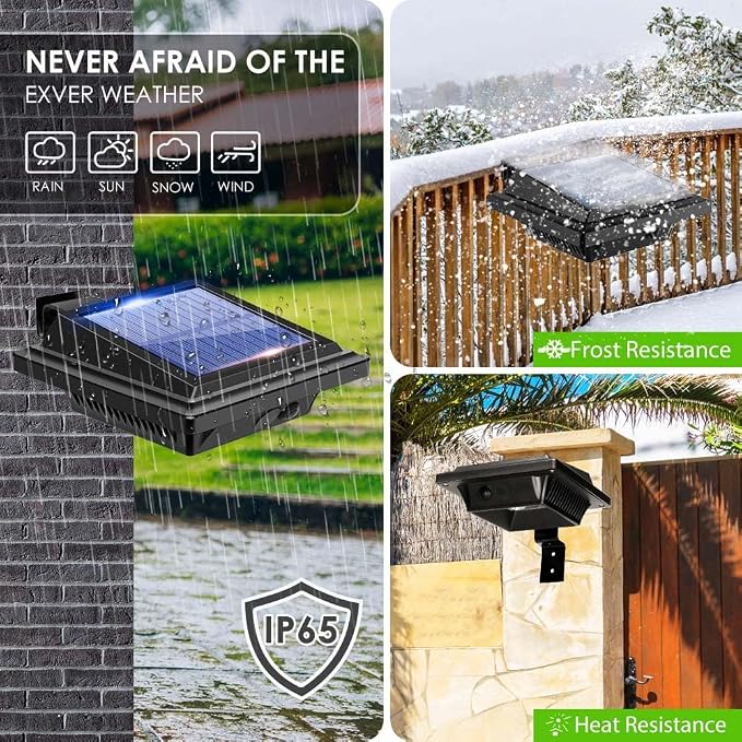 Solar Gutter Lights Outdoor, 40 LEDs Bright Solar Powered led Fence Light Deck Lights Waterproof for Wall, Deck, Fence, Stair, Step and Yard (Black Shell, 4Pack, Warm White)