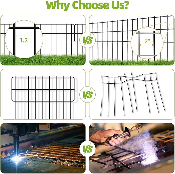 42.5ft(L) x 13in(H) Animal Barrier Fence, 30 Panels No Dig Fence, Garden Fence Barrier for Bottom, Rabbit Fence for Garden, Dog Fences Barrier, Rustproof Metal Fences Border for Outdoor