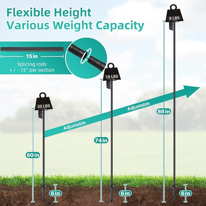 Bird House Pole,74 Inch Heavy Duty Bird Feeder Pole Mount Kit for Outdoors, 5-Prong Base, Splicing Adjustable Feeding Stand Station for Birds Watching,Weather Station (Birds House Not Included)