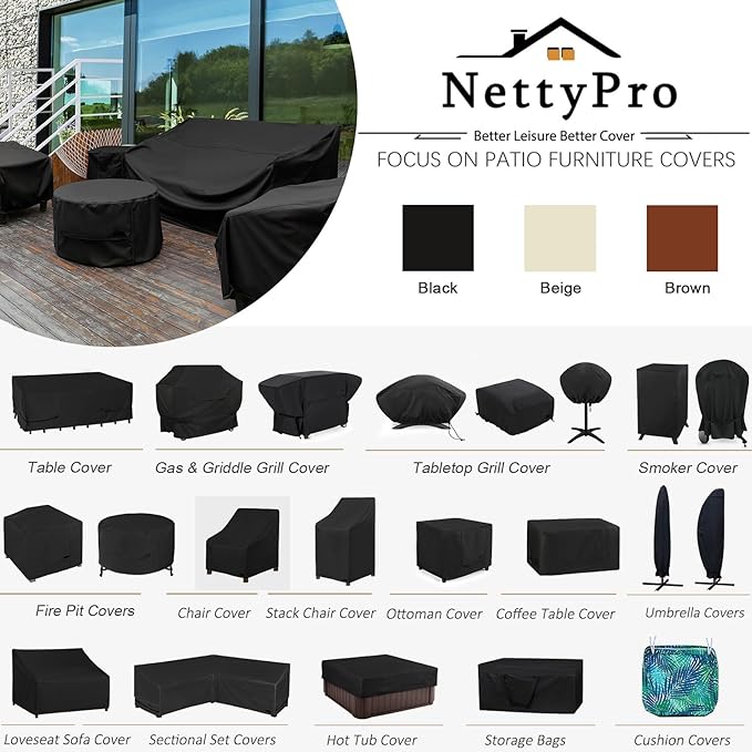 NettyPro Outdoor Cushion Storage Bags Water-Resistant for Patio Furniture Storage Cushion Christmas Tree Bag 7.5 Ft with Zipper and Handle, 50 x 15 x 25 Inch, Black