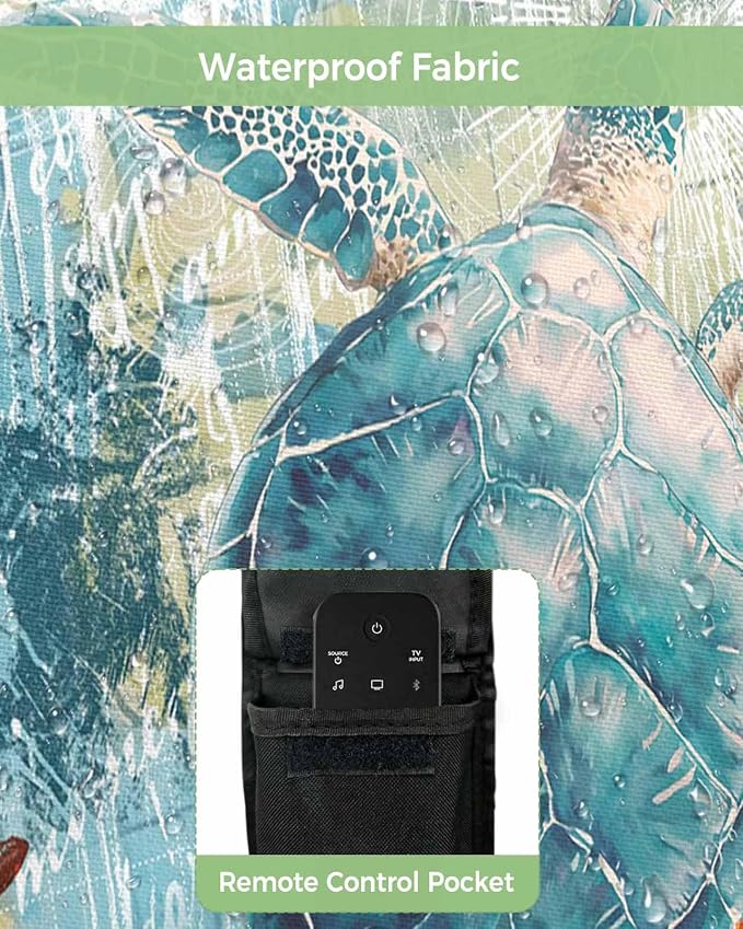 T&H XHome Outdoor TV Cover - Marine Life Sea Turtle Waterproof and Weatherproof 40"-43" LCD Movable Shield TV Display Screen Protector Outside Television Covers