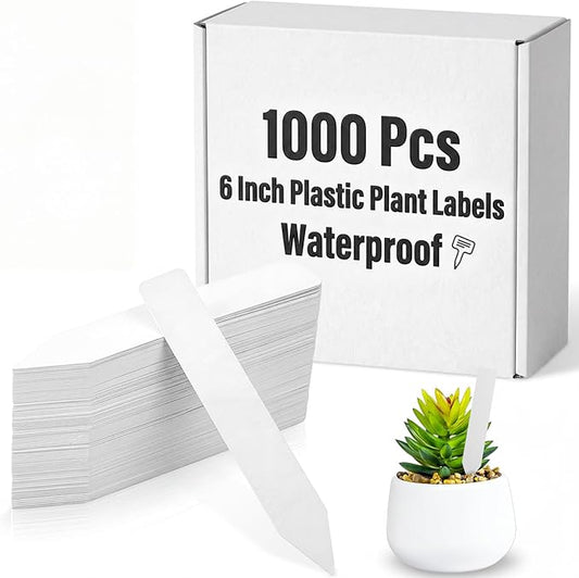 1000 Pcs 6 Inch Plastic Plant Labels Waterproof Garden Plant Tags Markers for Seedlings Greenhouse Accessories Outdoor Indoor Pot Garden Stake Essentials(White)
