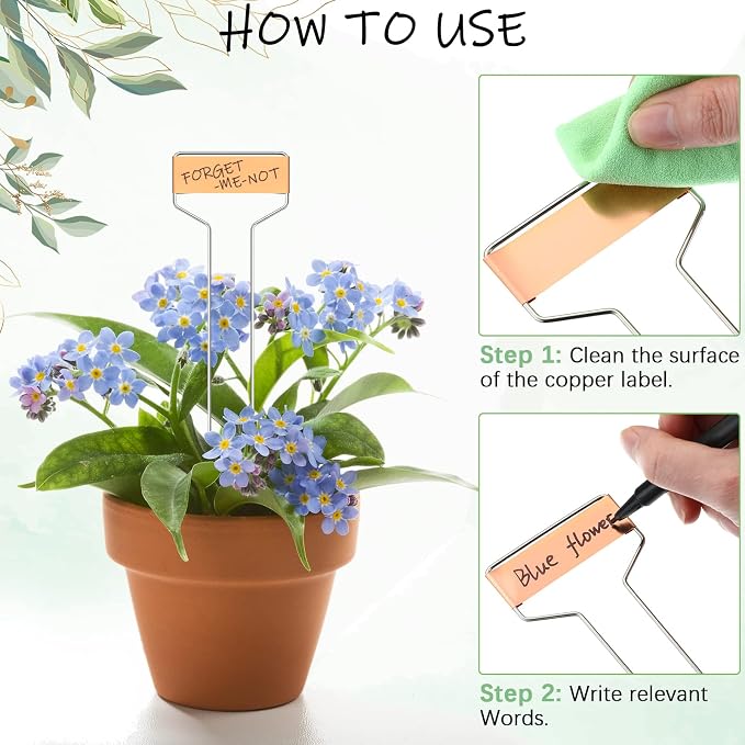 Moxweyeni 160 Pcs Metal Garden Tags Plant Labels for Garden Waterproof Plant Markers with 2 Permanent Pen Planting Nursery Tags Reusable Labels Stake for Plants (Copper,10 Inch)