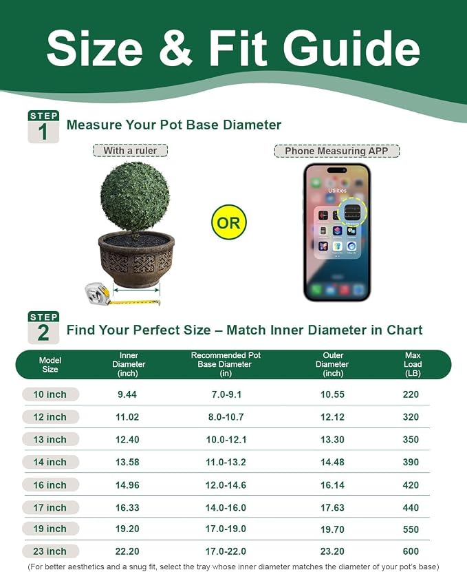 Plant Caddy with Wheels, 17" Heavy Duty Metal Plant Dolly, 440 lb Capacity Rolling Plant Stand with 360° Locking Casters, Waterproof Planter Tray and Saucer for Indoor Outdoor Large Pots