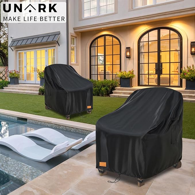 Outdoor Adirondack Chair Cover 2 Pack,Heavy Duty Patio Covers Waterproof, Outdoor Furniture Covers Waterproof, Swivel Patio Chair Cover(30W X 34D X 36H Inches) Black