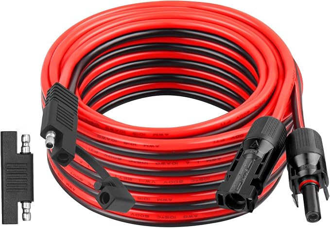 XRDS -RF 10AWG SAE to Solar Panel Connector Cable 25FT, Heavy-Duty Tinned Copper, Solar Extension Cable with SAE Polarity Reverse Adapter for Solar Power Systems and Battery Connections