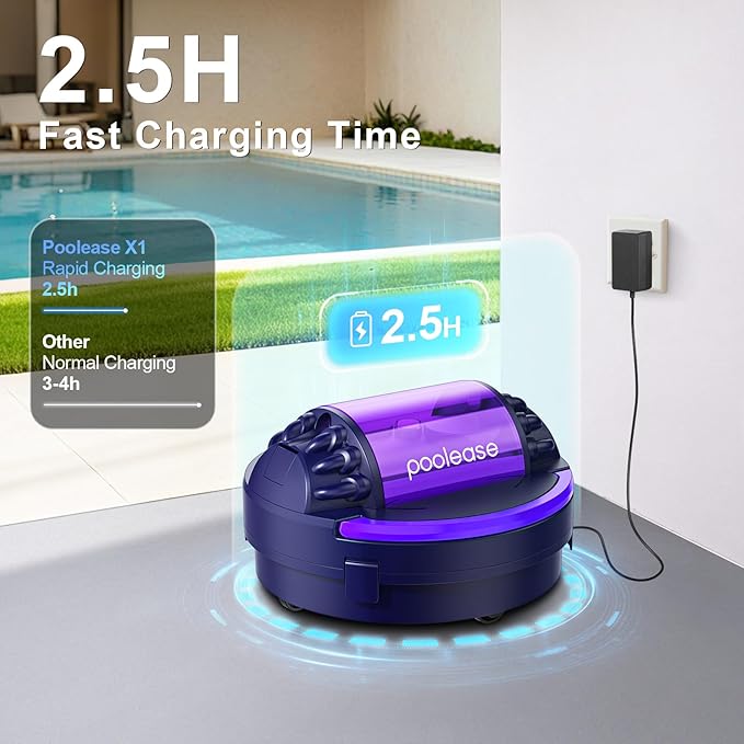 X1 Cordless Robotic Pool Vacuum, Automatic Pool Cleaner with 45W Dual-Motor, Ideal for Inground Above-Ground Flat Pool, 2L Debris Capacity