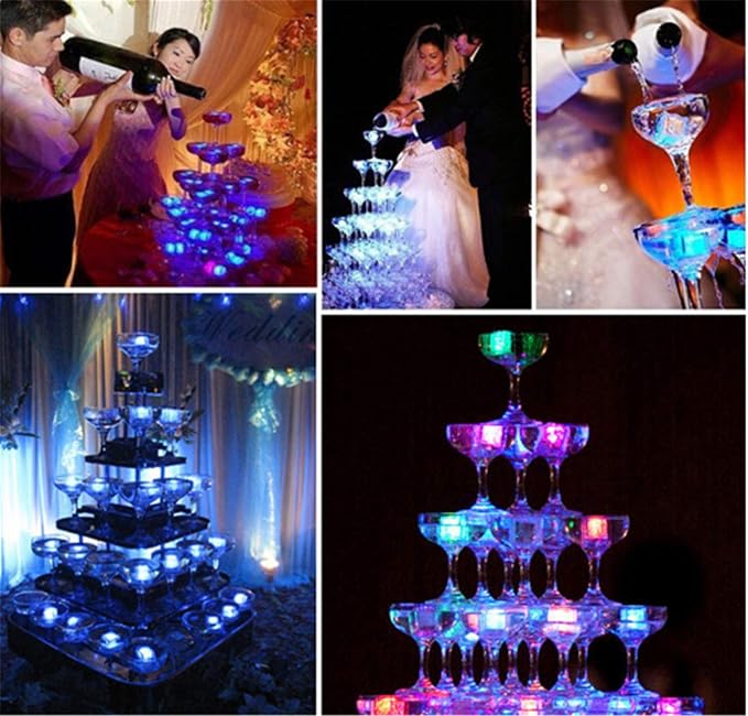 Light Up Ice Cubes, 48 Pack MultiColor Waterproof LED Ice Cubes Flashing Glow in The Dark LED Light up Ice Cubes for Drinks Bar Club Party Wine Wedding Decoration