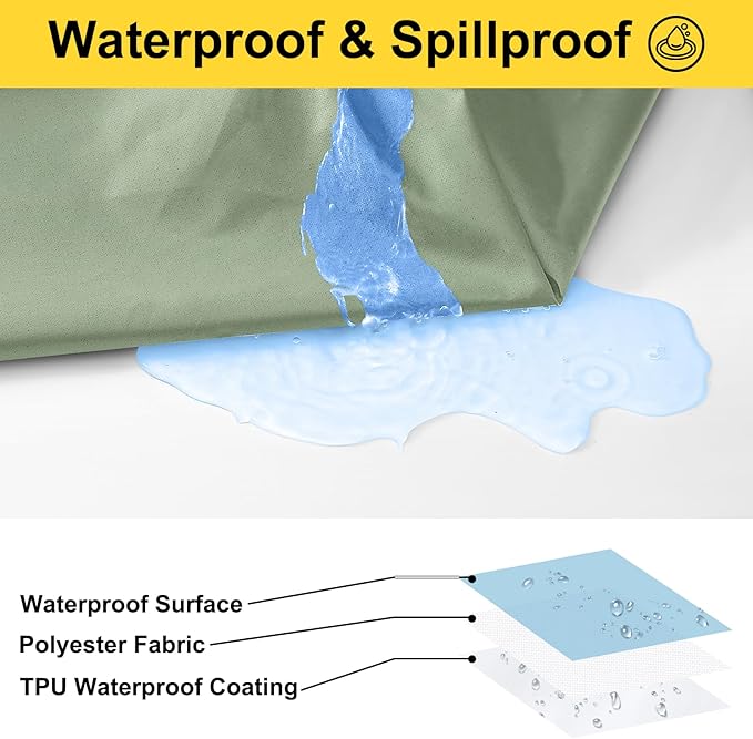 Smiry Picnic Table Cover with Bench Covers, Waterproof Elastic Fitted Polyester Tablecloths for 8 Ft Rectangle Tables, Washable Windproof Tablecloth for Outdoor, Camping (Sage Green, 30x96 Inches)