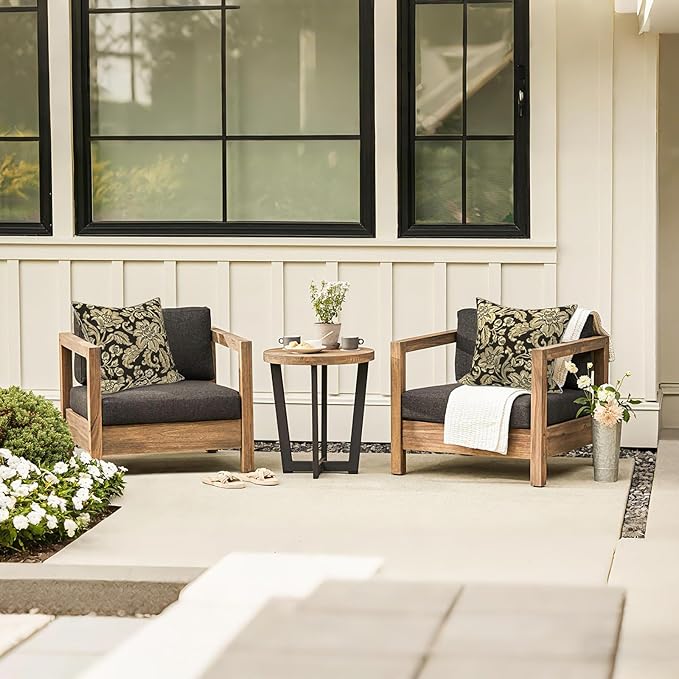 LVTXIII Outdoor Throw Pillows 18x18 Patio Waterproof Square Pillows with Piping Fade Resistant Accent Pillow for Spring Summer Garden Decoration, Set of 2, Jacobean Black