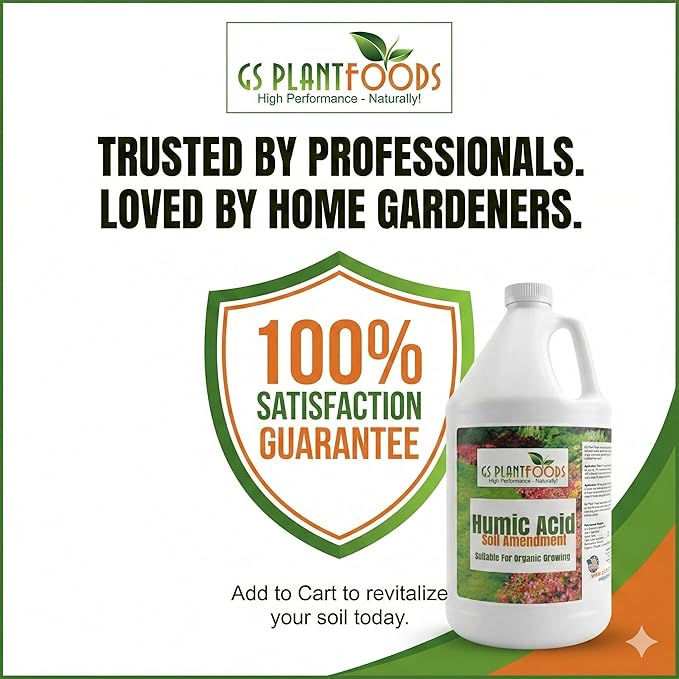 GS Plant Foods Humic Acid Soil Amendment – Leonardite-Derived Liquid Concentrate for Improved Soil Structure & Nutrient Availability – OMRI Listed for Organic Use – 32 Oz