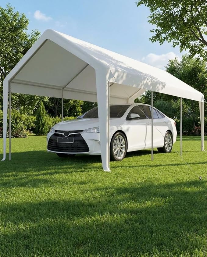 20 ft x 13 ft x 11 ft Carport Top Replacement Cover - Heavy-Duty Grey Tarp, Windproof Waterproof & UV Protected (Top Cover ONLY, Frame Not Included)