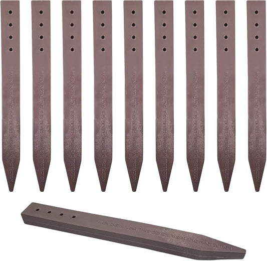 (100 Pack) - Heavy Duty 12" Long x 1/2" Inch Thick, Brown Landscape Lawn & Garden Border Edging Stakes - Easy Install Terrace & Bender Board