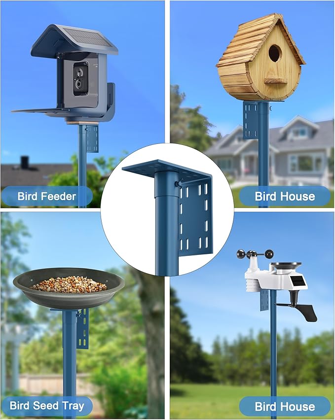 Onlyfly Bird Feeder Pole Stand – 90 Inch Height Feeding Station with 1-Inch Dia Heavy Duty for Hanging Feeders, Bird House Pole Mount Kit for Outdoor, Slip-Fit Connection, Blue