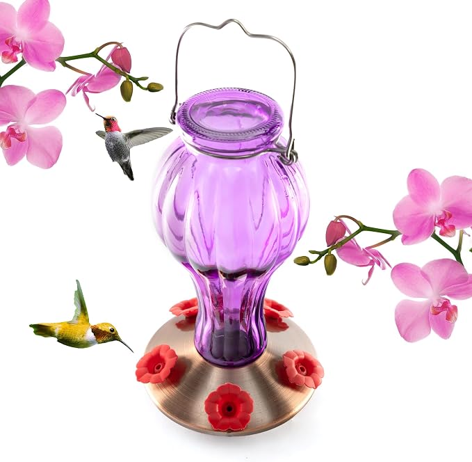 Nature's Rhythm Outdoor Mesh Feeder Metal Mesh Bird Feeder Purple Balloon Bottle Feeder Bird