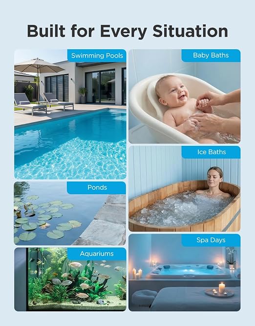 GoveeLife Smart Wireless Pool Thermometer P2, with App Easy Read, Blue | Digital Pool Thermometer Floating, IP68 Waterproof, 1082ft Range, APP/Buzzer/Email Alarm, for Swimming Pool/Ice Bath/Pond