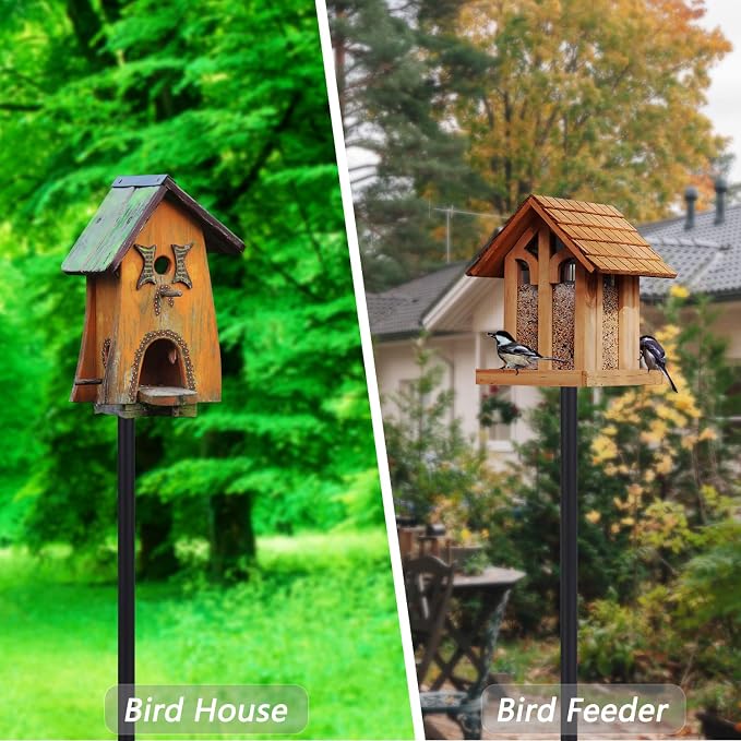 Bird Feeder Pole Stand,95 Inch Bird House Pole for Outdoors Heavy Duty,5 Base Prongs Adjustable Birds Feeder Stand for House