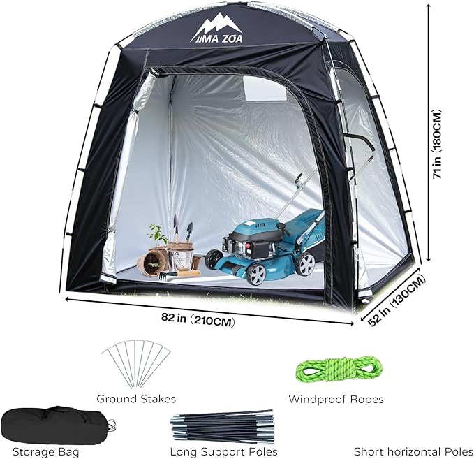 Bike Cover Storage Tent, Outdoor Portable Storage Tent, 210D Oxford Fabric PU4000 Waterproof for 2-4 Bikes, Shelter for Motorcycle, Garden Tools, Toys, Lawn Mower