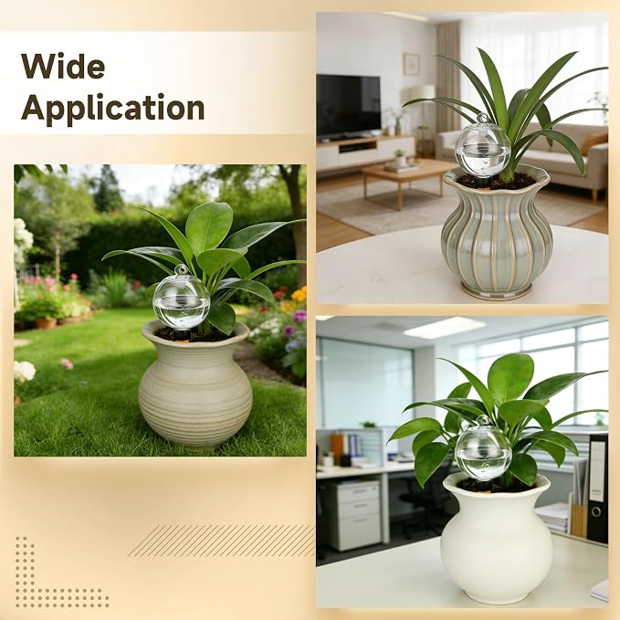 8 PCS Large Plant Self-Watering Globes, 16.9 oz Slow Release Watering Bulb with Ceramic Spike Stake, Top Fill Plastic Water Orbs, Automatic Irrigation Insert for Home Garden Office