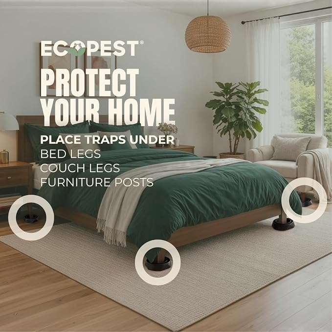 Bed Bug Interceptors - 12 Pack | Bed Bug Blocker (Pro) Interceptor Traps (Black) | Eco Friendly Insect Trap for Bed Legs | No Chemicals or Pesticides | Monitor, Detector, and Trap for Bed Bugs