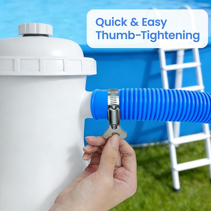 Poolvio Pool Hoses for Above Ground Pools 1.25" Diameter x 59" Long, 3-Pack, Heavy Duty UV Resistant & Leak-Proof Pool Pump Hoses with 6 Metal Thumb Clamps, Fits Intex Filter Pump 607/637