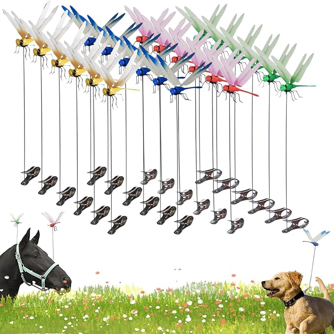 3D Dragon Fly Clip, Dragon Fly Clips for Bugs - Double Reinforced Wings/Upgraded Strong Clip, PVC Waterproof Wings Never Fade, 1:1 Realistic Fake Dragonfly Clips to Keep Bugs Away (24 PCS)