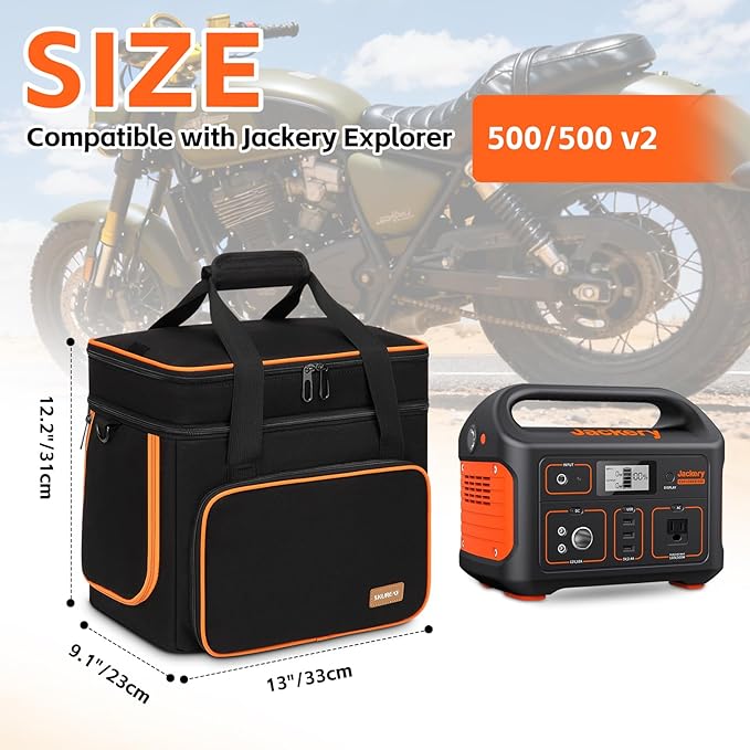 Skureay Portable Carrying Case Compatible with Jackery Explorer 500/500 v2, Flip-top Design, Double-Layer Soft Power Station Storage Bag for Accessories/Charging Cable/Solar Generator