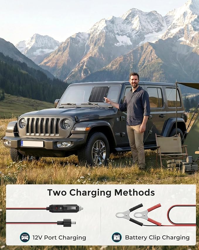 10W Solar Battery Charger Maintainer 12V Waterproof, Smart Solar Trickle Charger with Indicator Lights, No Overcharge & Reverse Protection, for Car Truck Boat RV Motorcycle Battery Storage