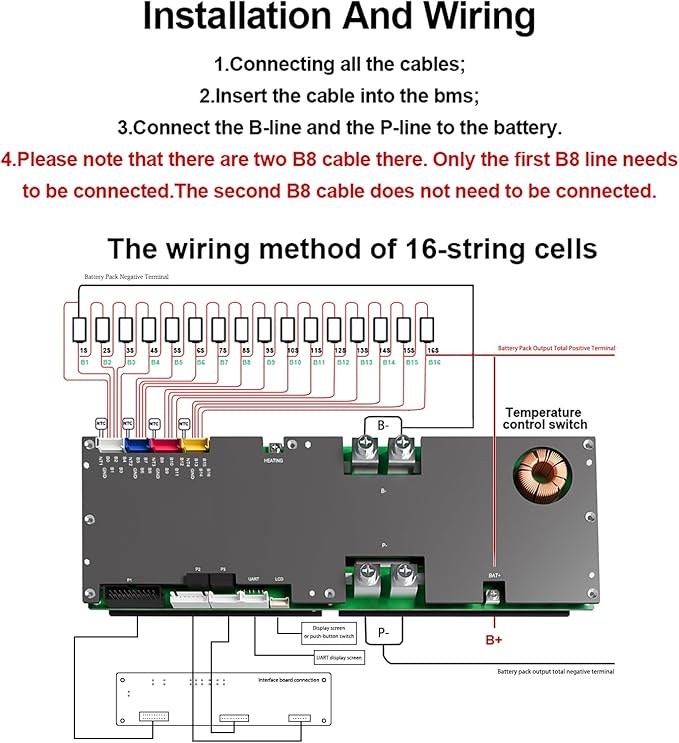JKBMS Inverter BMS 8S-16S 24V-48V 300A – V19 Home Energy Storage BMS with UART Port, 2A Active Balance, Built-in Bluetooth, RS485 & CAN, for Solar System (JK-PB2A16S30P V19)