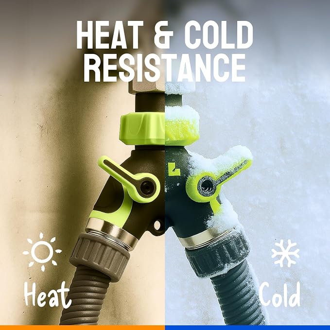 Garden Hose Splitter 2 Way Heavy Duty - Leakproof Full Metal Body Faucet Spigot Splitter (2 pack)