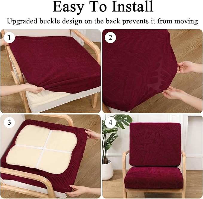 HEBE Stretch Patio Cushion Covers Set 8pcs,Waterproof Outdoor Couch Covers Replacement,Washable Reusable Seat Cushion Slipcovers for Patio Furniture Protector,Chair Cushion Cover