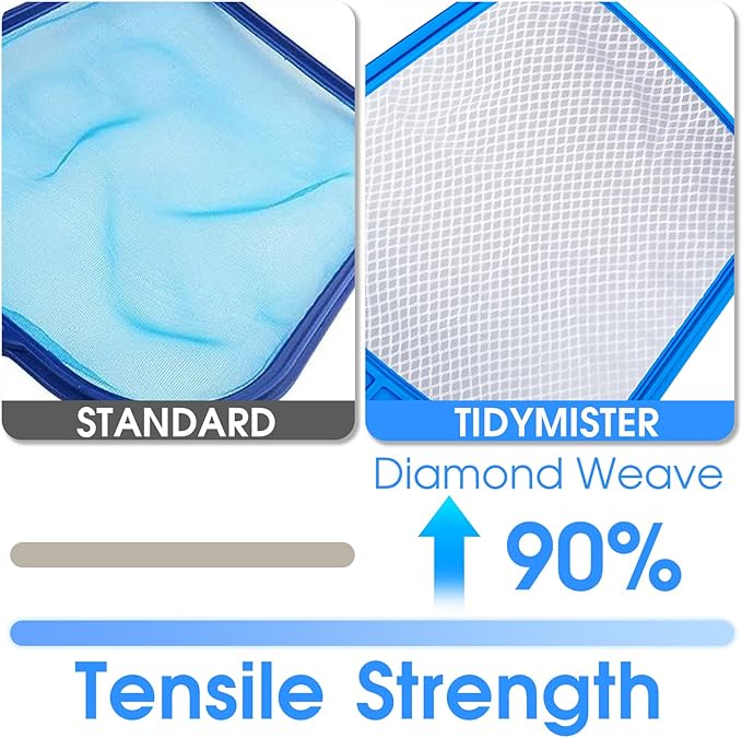 TidyMister New Diamond Netting Fine Mesh Pool Skimmer Net for Hot Tub Spa Handy Leaf Skimmer for Pools Fit with Standard Size 1-1/4'' Pole
