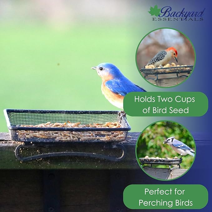 Wildlife and Bird Feeder, Deck and Ground Tray Feeder for Birds, Squirrels, Chipmunks, and Rabbits