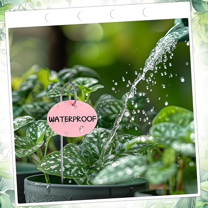 Novabright 100 Pcs Reusable Plant Labels with Metal Stakes-2mm Thick Waterproof Acrylic Garden Markers with 2 Marker Pens for Outdoor Plants,Vegetables,Flowers & Seedlings