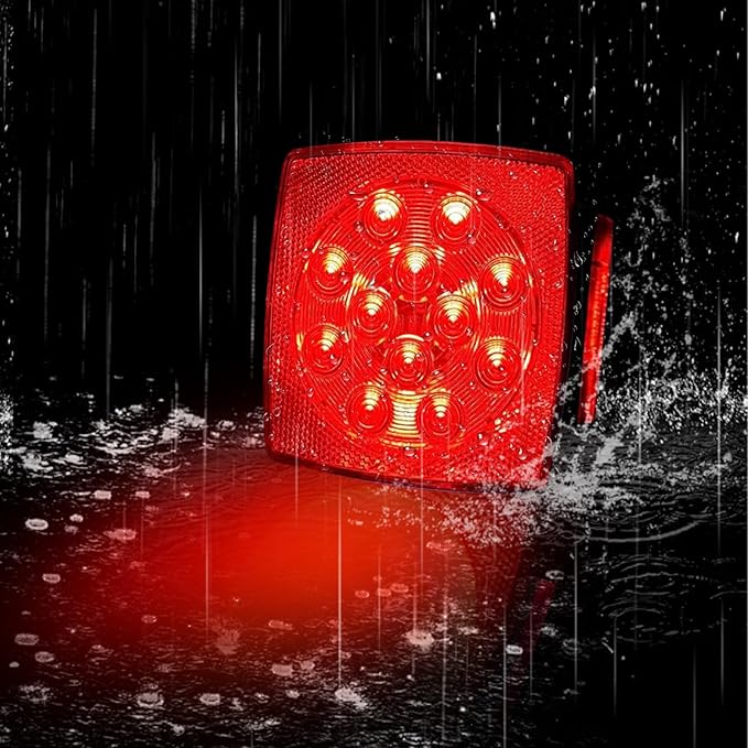 fouwick LED trailer lights Kit, 12V Submersible Tail Marker Lights Wiring Lamp Harness for Boat Car Truck RV Utility snowmobile turn signal license plate stop reverse Trailer Accessories
