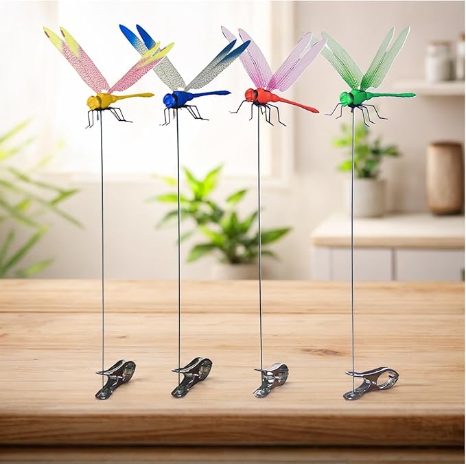 Kleeblatt Dragonfly Clip 12pcs - DIY Dragon Fly Clips, Hair Accessories, Garden Decor, and Outdoor Decorative Stakes - Ideal for Garden & Patio Enhancement(in Boxs)