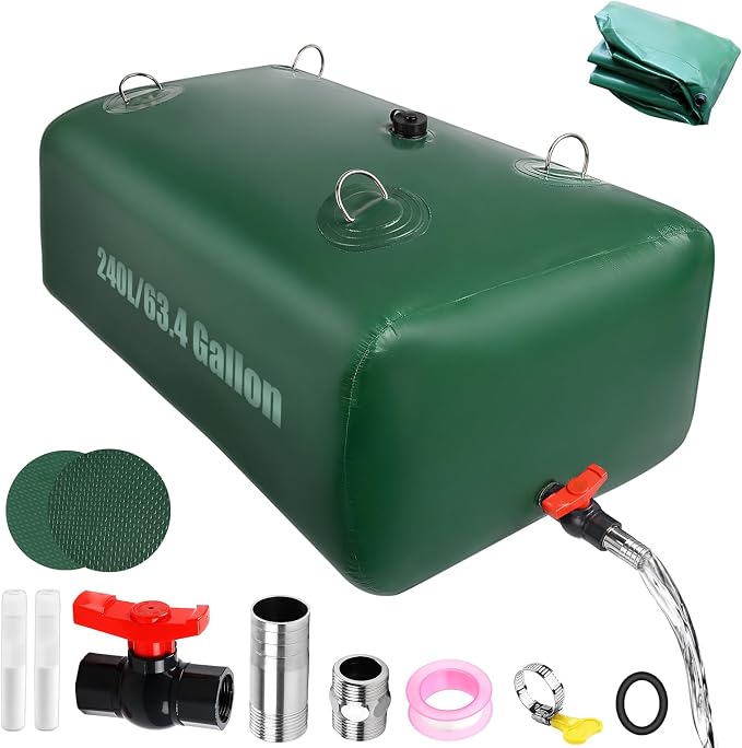 240 L/63.4 Gallon Water Storage Bladder, Foldable Portable Water Bladder Tank, Large Capacity Water Bag Container for Camping, Truck, RV, Emergency, Outdoor