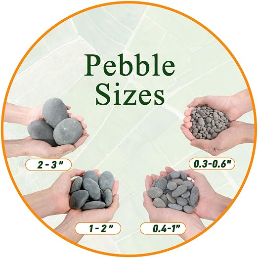 Quibbay 45 LB Natural River Rocks Mexican Beach Pebbles, 0.3-0.6 Inch Natural Unpolished Bulk Rocks, Pebbles for Landscaping Garden Paving Plant, Rocks for Walkways Outdoor Decorative Stone, Grey