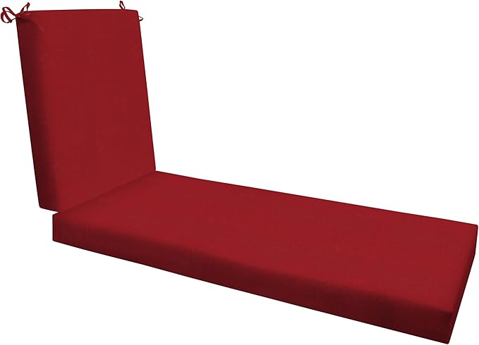 Honeycomb Outdoor Chaise Lounge Cushion for Patio Furniture, Water & Fade Resistant, Removable Cover, 21.5 x 70, Heritage Textured Solid Imperial Red