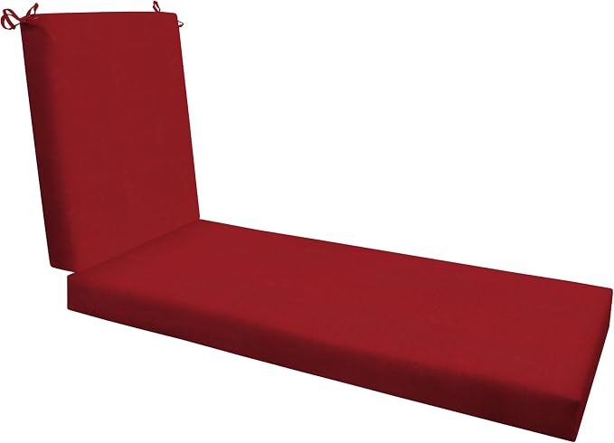 Honeycomb Outdoor Chaise Lounge Cushion for Patio Furniture, Water & Fade Resistant, Removable Cover, 24 x 73, Heritage Textured Solid Imperial Red