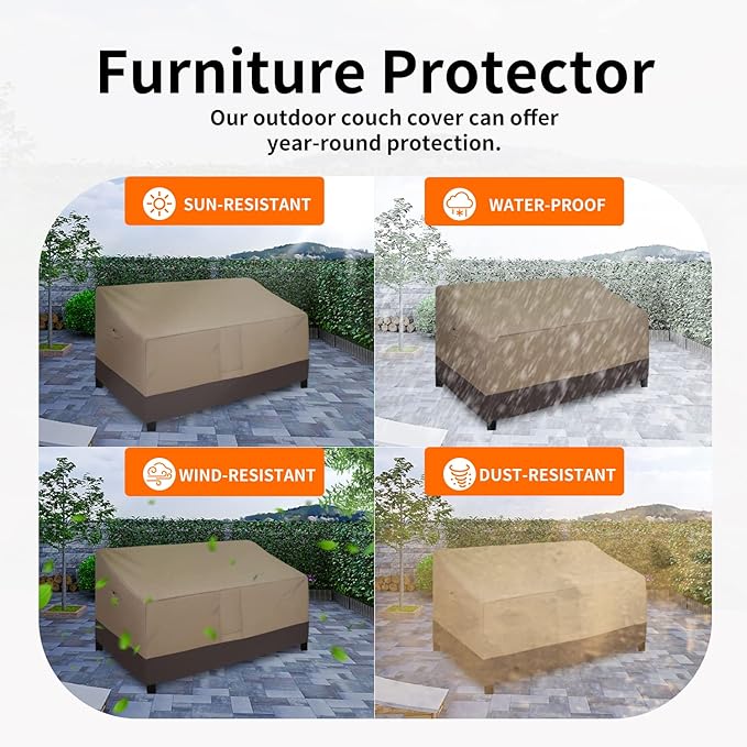 Easy-Going Waterproof Outdoor Loveseat Cover, Heavy Duty 2-Seater Patio Couch, Windproof Furniture With Air Vent (90Wx35Dx32H inch, Camel/Dark Brown)