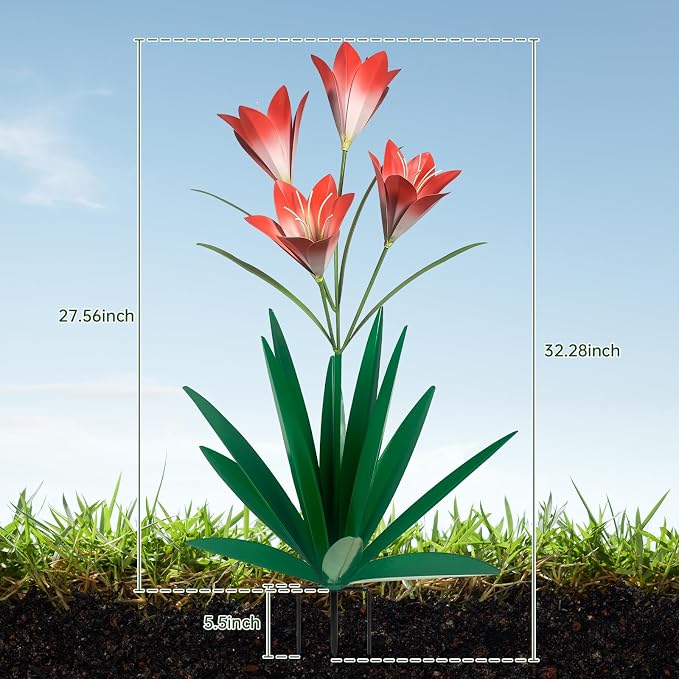 TOMBABY 32.28 Inch Metal Agave Plant Outdoor Decoration Lily Mexican Yard Art Garden Gift Home Decor Hand Painted Metal Agave Garden Yard Statue (2pc, Green)