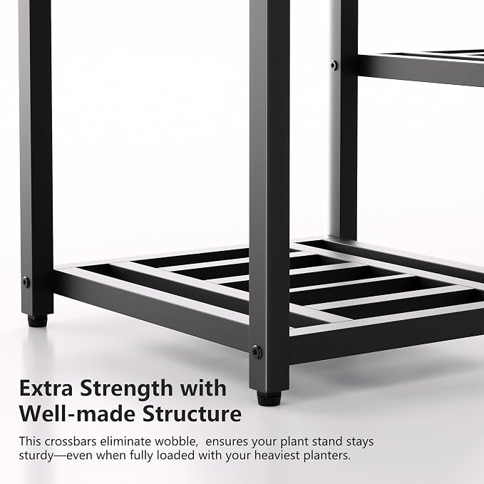 Plant Stand Indoor Outdoor,10 Tier Tall Metal Plant Stands Holder,Heavy Duty Wrought Iron Plant Shelves for Multi Large Pots,Black Tiered Flower Display Riser for Living Room,Patio,Balcony