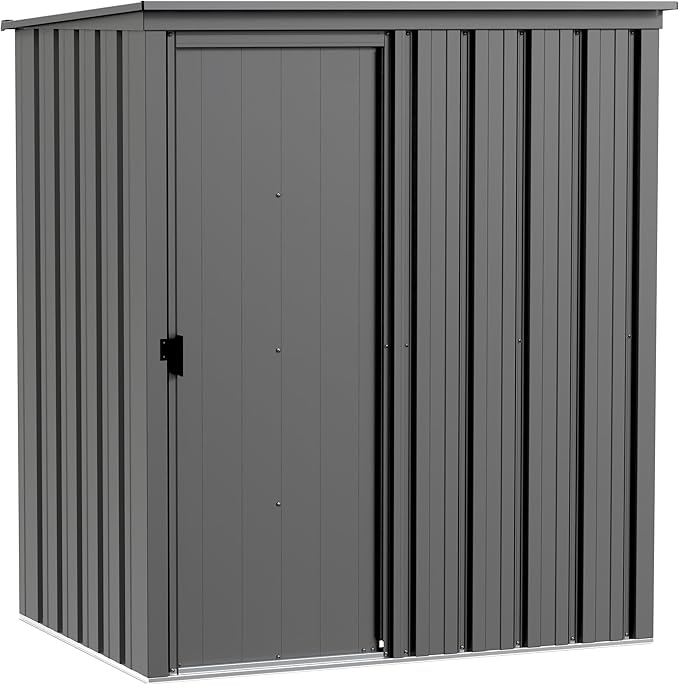 Cover It 5' x 3' Galvanized Steel Outdoor Storage Shed with Pent Roof and Lockable Sliding Doors, Weather-Resistant Steel Storage Shed for Backyards, Gray