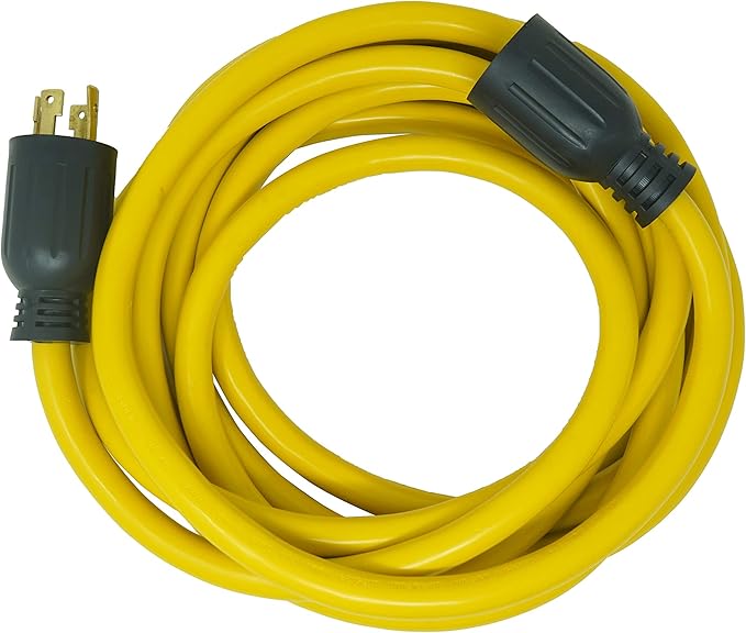 Southwire Generator Cord - 10-Gauge Heavy Duty Electrical Power Cable with L14-30 Locking Plug & Receptacle - Dual Voltage 125V/250V - Molded Connectors - Weather Resistant - Yellow & Black - 20 Feet