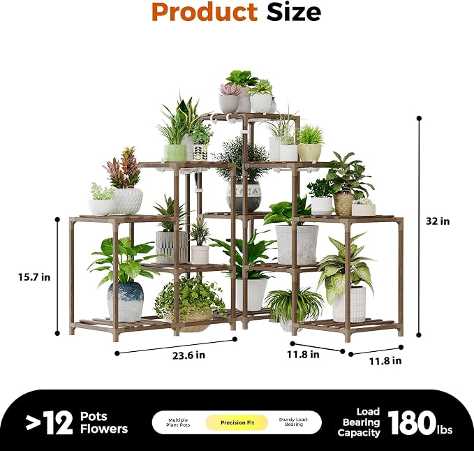 Bamworld Plant Stand with Grow Lights for Indoor Plants 11 Potted Corner Plant Shelf with Plant Lights for Indoor Growing