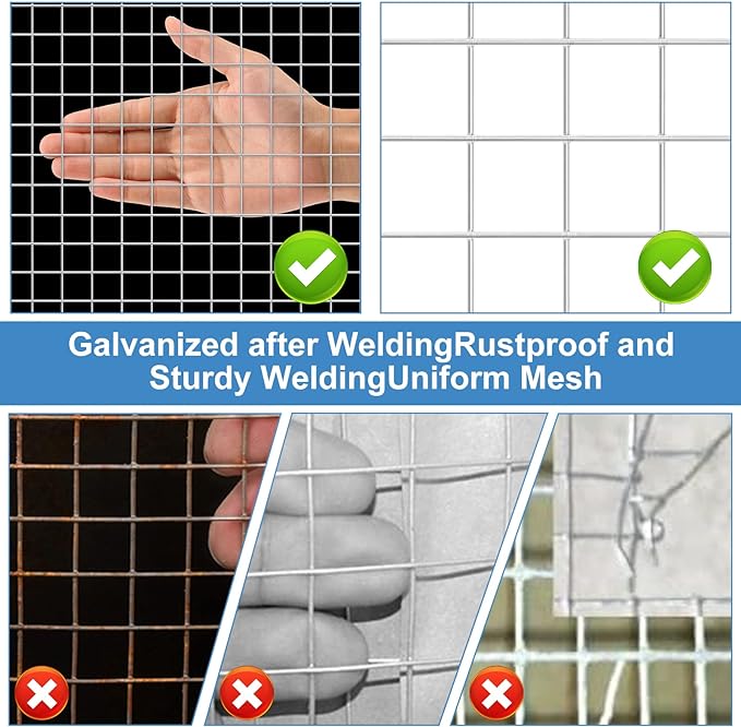 Land guard 23 Gauge Hardware Cloth, 1/4 inch 48inch×100ft Chicken Wire Fence, Galvanized Welded Cage Wire Mesh Roll Supports Poultry Netting Cage Fence……