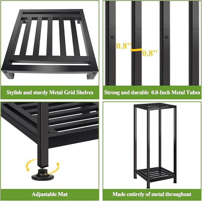 Lilybud--lily 2-Pack Plant Stand Indoor Outdoor, Heavy Duty Wrought Iron Pedestal Stands, Metal Plant Stand Decorative Flower Stand for Patio Garden Deck Living Room