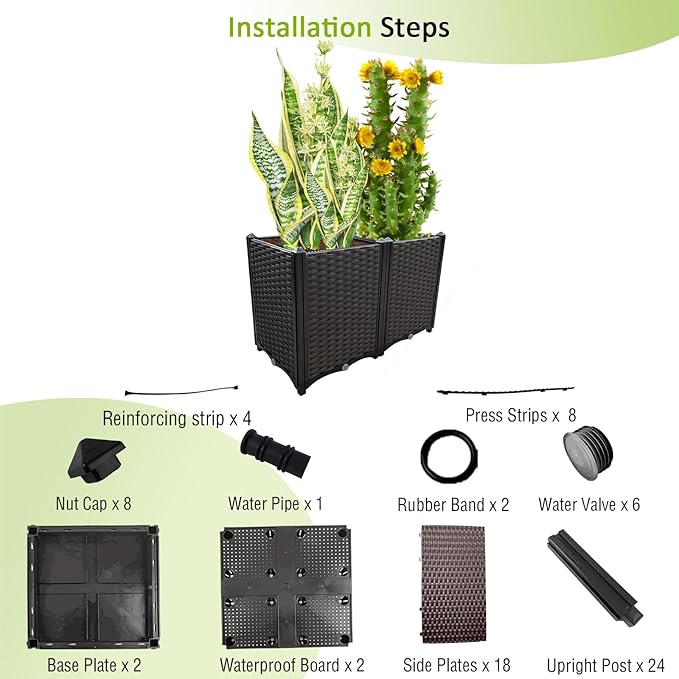 Raised Garden Bed Large Planters for Outdoor Plants Rectangular Elevated Planter Boxes Patio Balcony Deck for Planting Flowers, Vegetables, Tomatoes, and Herbs