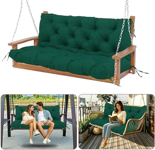 Premium 5" Thicken Porch Swing Cushions Waterproof 3 Seater Replacement Cushions with Backrest and Adjustable Straps, Outdoor Furniture Cushions for Patio, Garden(40×40×5inch)